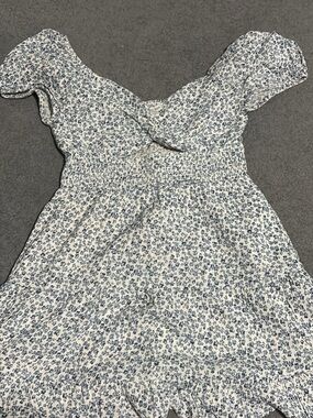 American Eagle Outfitters White Dress with Blue Floral Print